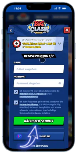 BigClash Zugangsdaten festlegen