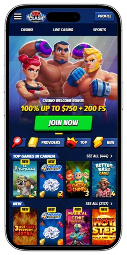 BigClash Casino successfully created account with automatic redirect to the main page