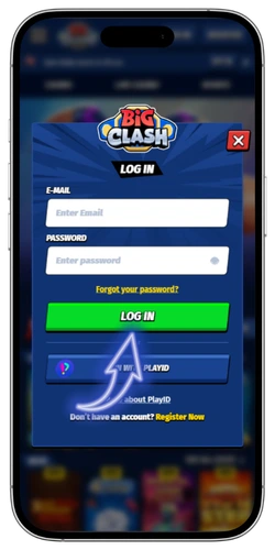 BigClash sign in confirmation button on the login page