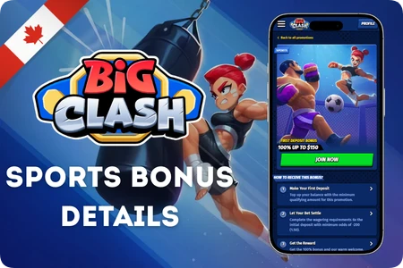 BigClash sports first deposit bonus conditions and betting requirements