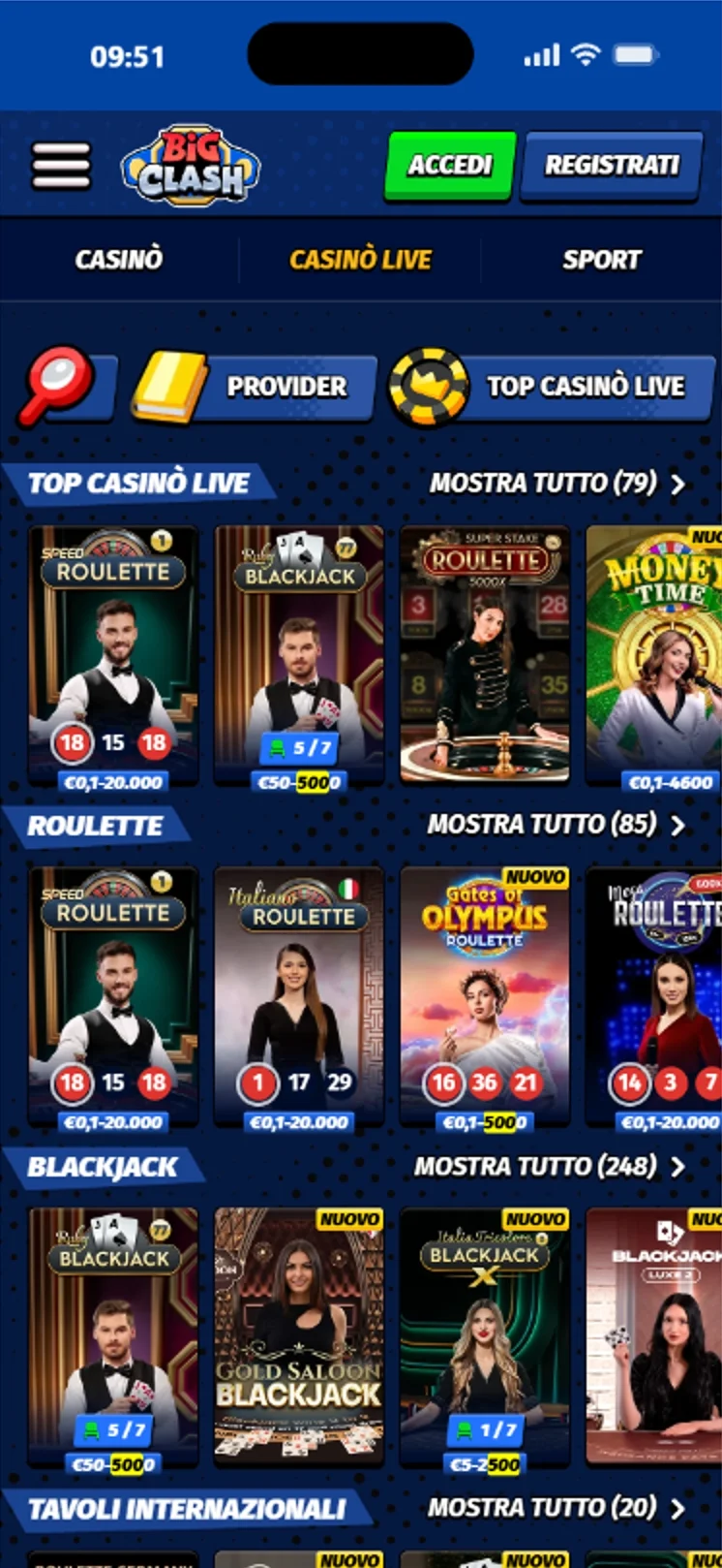 BigClash Casinò Live