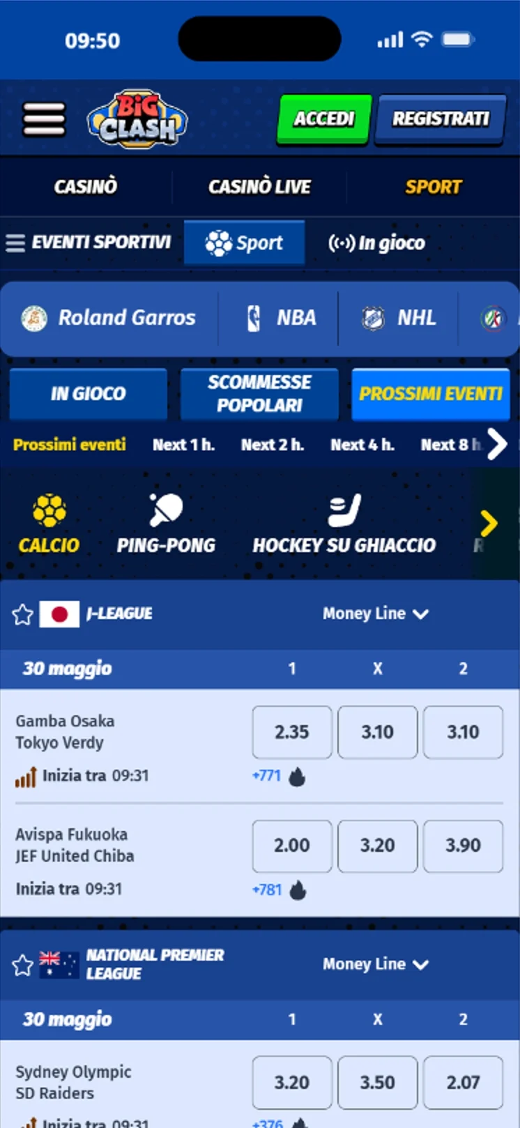 BigClash scommesse sportive