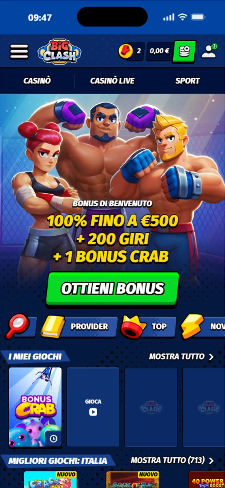 Bonus di benvenuto BigClash