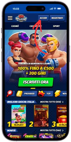 Clicca Accedi BigClash Casino