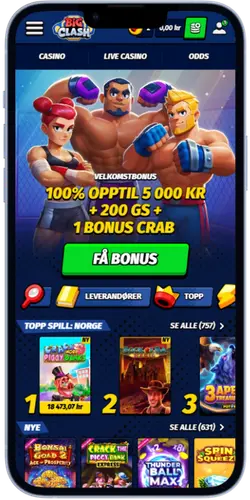 BigClash hovedside etter vellykket kontoautorisering