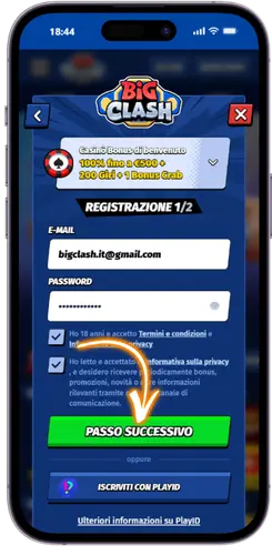 Email e password BigClash