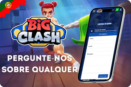 Canais de suporte ao cliente BigClash para assistência com conta e login Portugal