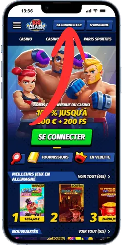 BigClash site officiel bouton Connexion en haut à droite