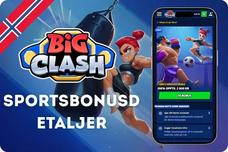 BigClash sportsbonus første innskudd betingelser og omsetningskrav Norge