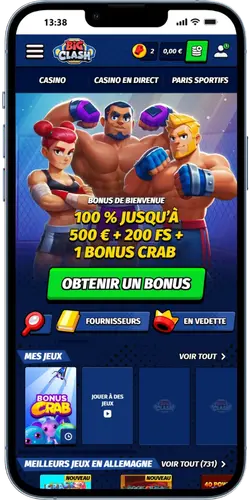 BigClash page d'accueil après connexion réussie